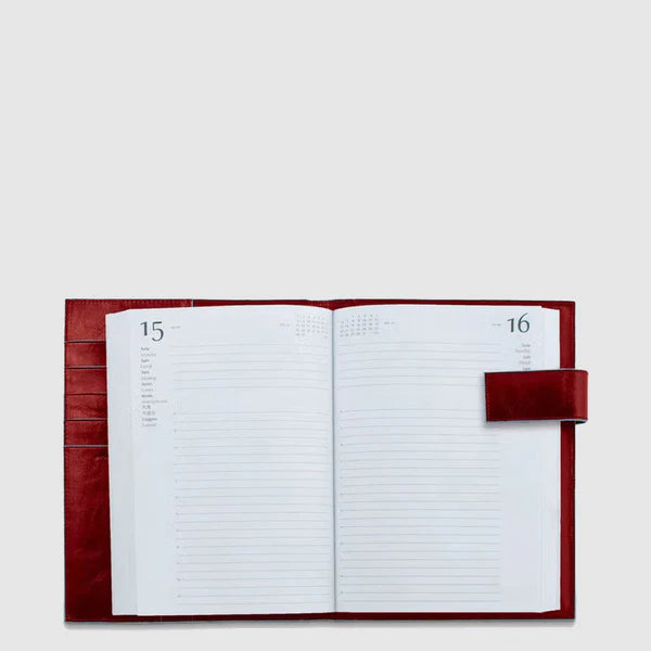 Agenda Piquadro in pelle con ricarica e portadocumenti integrato Rosso TU | Giò Fashion