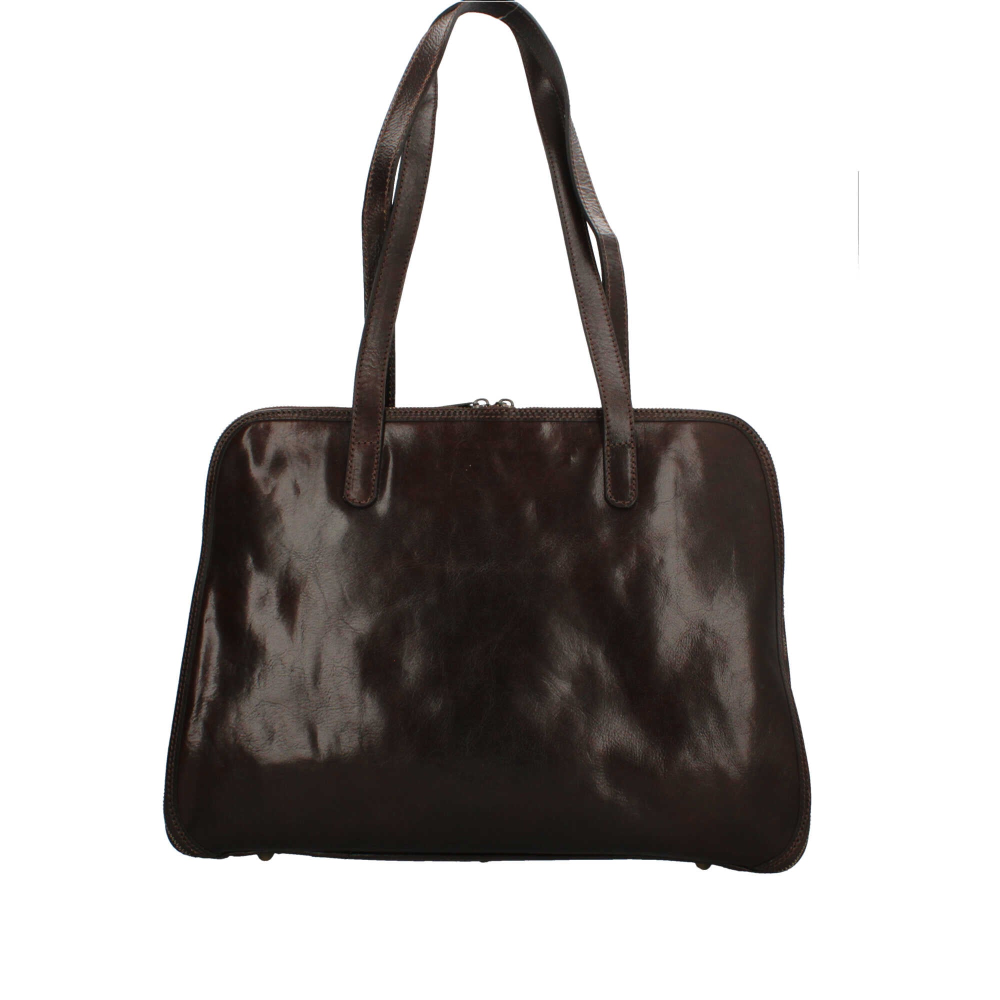 Borsa Made in Italy a mano con zip superiore e design professionale Marrone TU | Giò Fashion