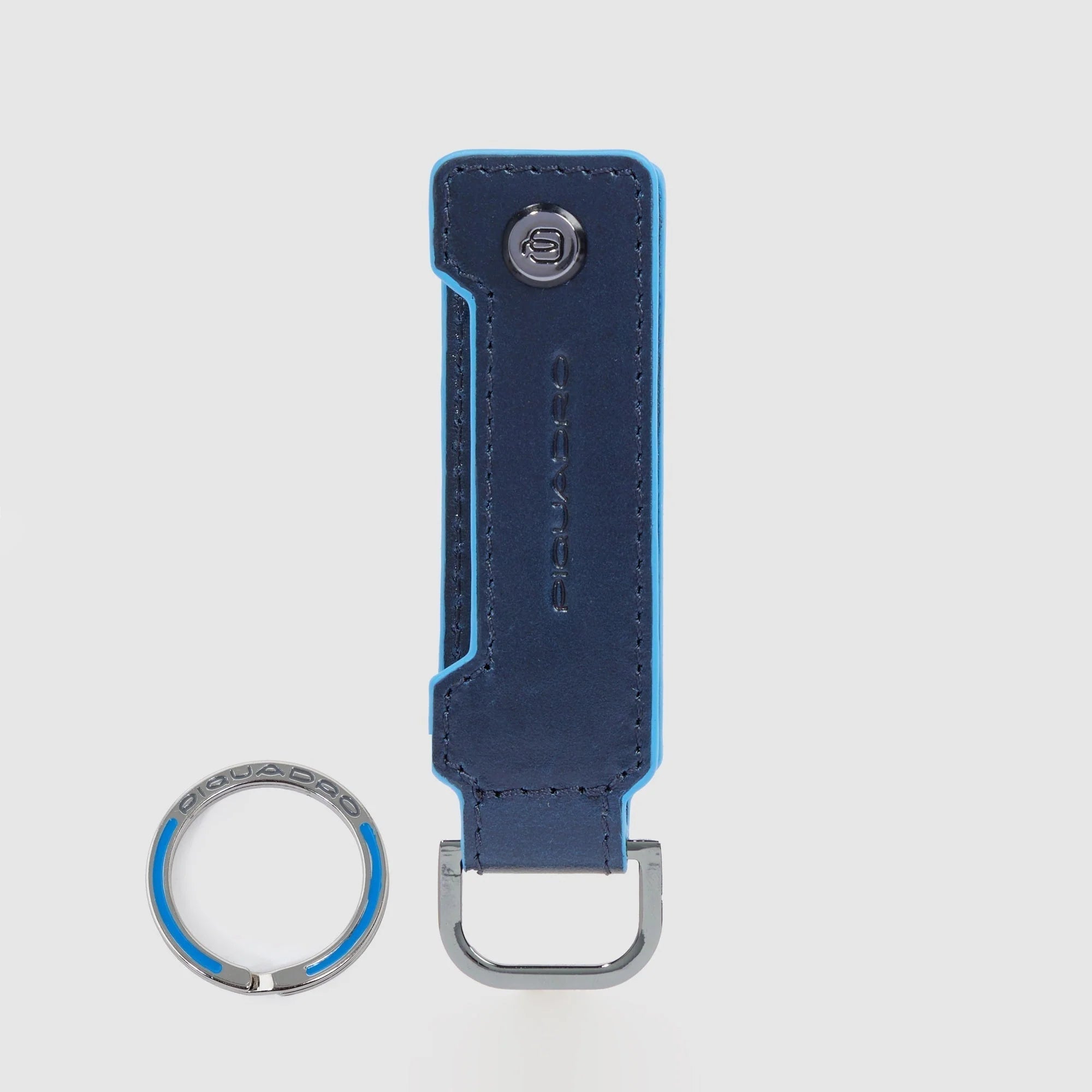 Piquadro Portachiavi Casa in Pelle Blue Square Blu Notte