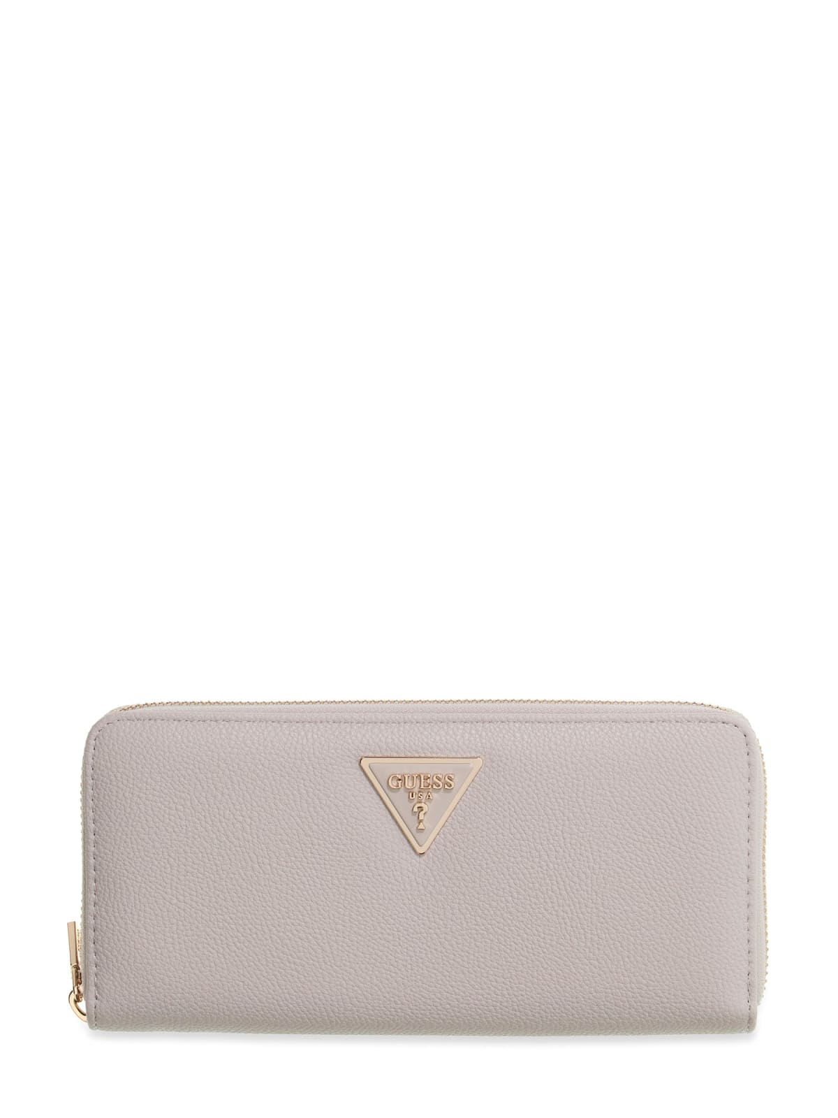 Portafoglio Guess donna zip around con logo triangolo elegante AVORIO TU | Giò Fashion