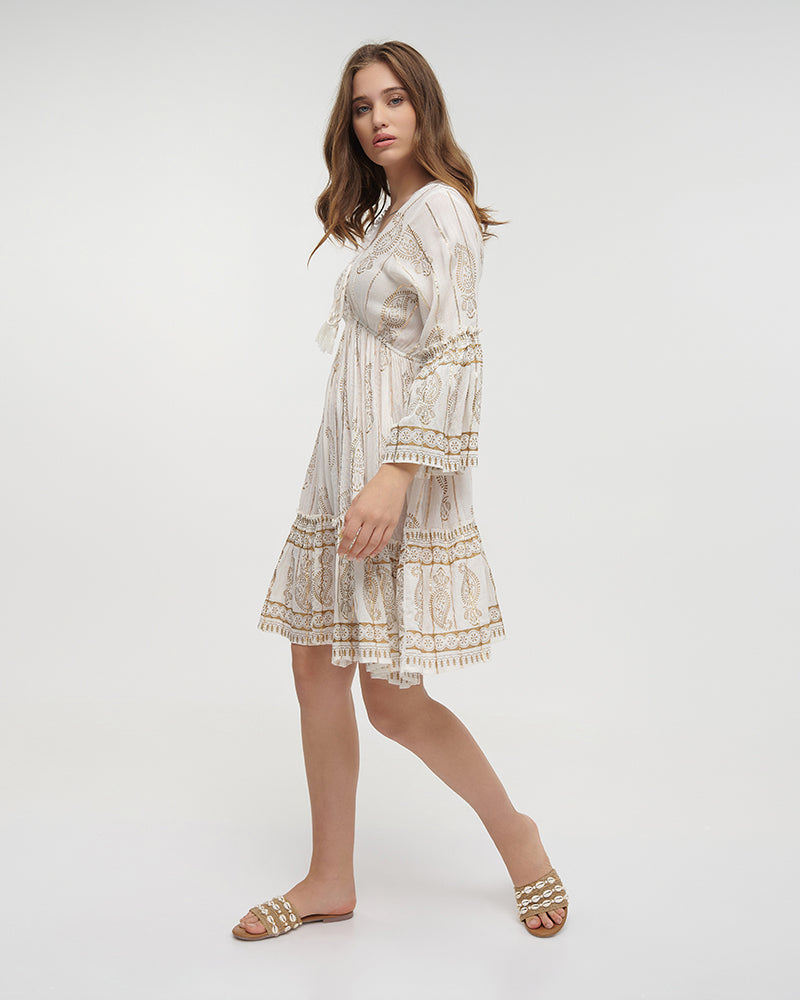 Ble Resort Collection Abito Corto a Maniche Lunghe con Lurex