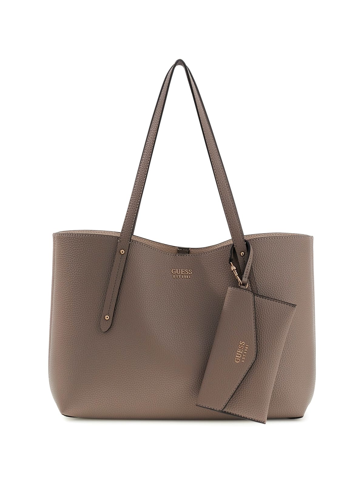 Borsa shopping Guess donna effetto pelle martellata con pochette removibile
