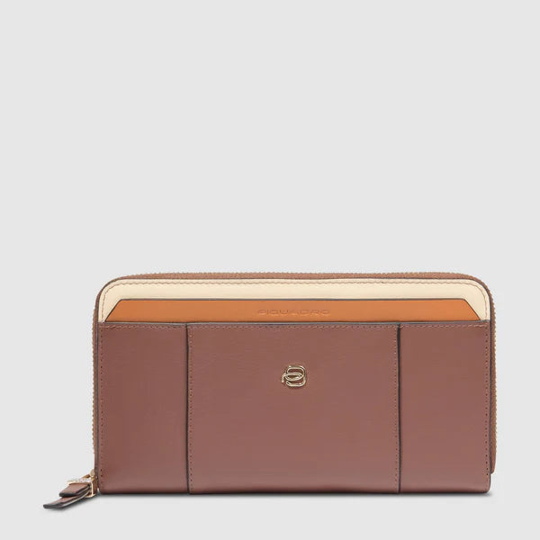 Portafoglio a quattro soffietti con zip Piquadro Marrone TU | Giò Fashion