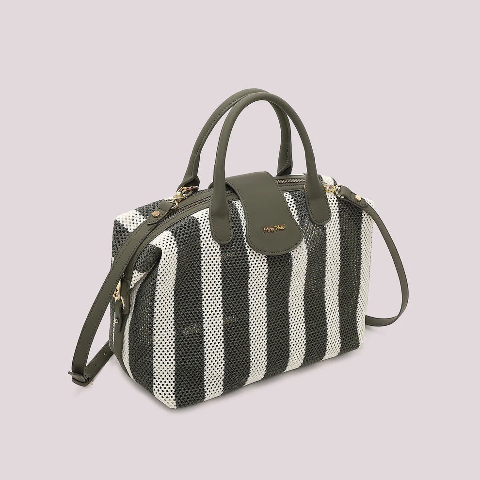 Borsa Bauletto Mimi Mua Rete a Righe PANNA/MILITARE TU | Giò Fashion