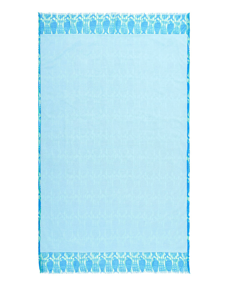 Ble Resort Collection Asciugamano Blu Double Face con Pesci