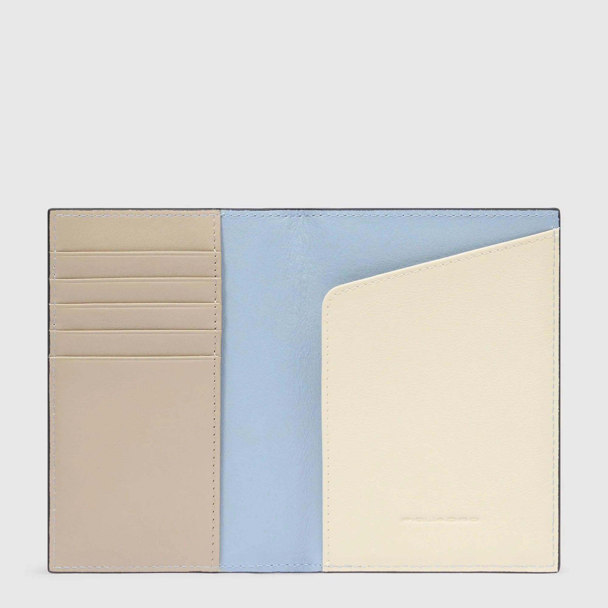 Piquadro porta passaporto in pelle con protezione RFID e scomparti per carte