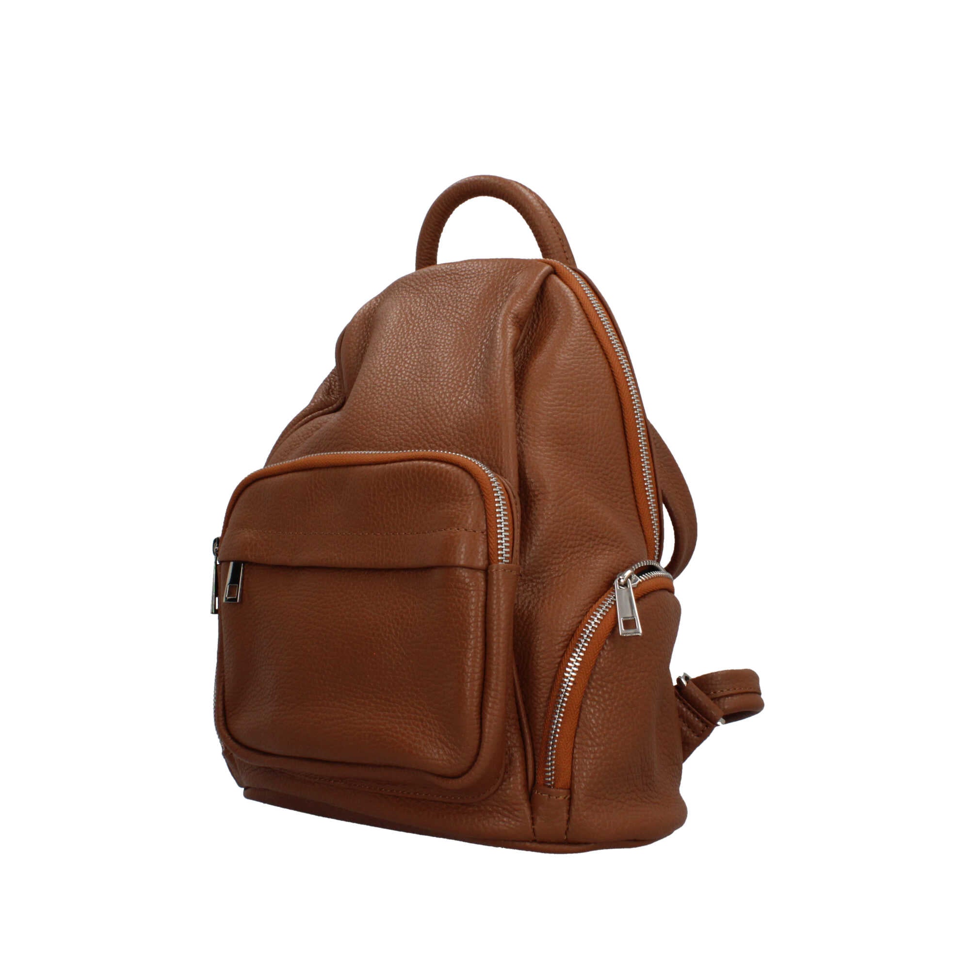 Zaino Made in Italy con tasca frontale e zip laterali CUOIO TU | Giò Fashion