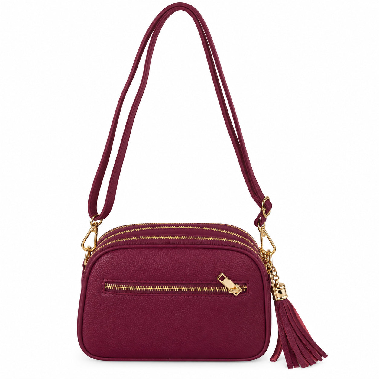 Borsa Donna a Tracolla Nera con Doppia Zip e Nappina