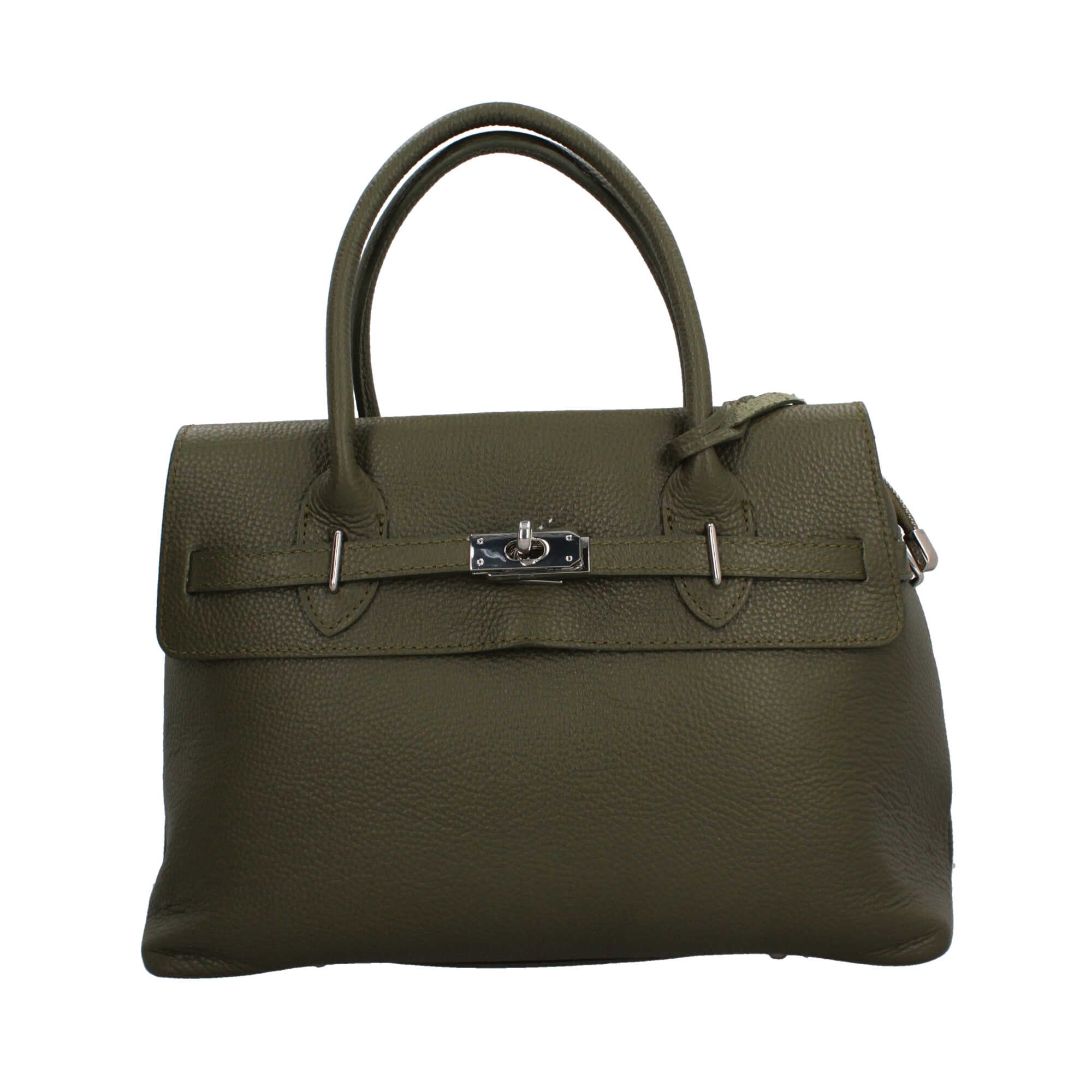 Borsa Made in Italy con manici rigidi e chiusura con dettaglio metallico