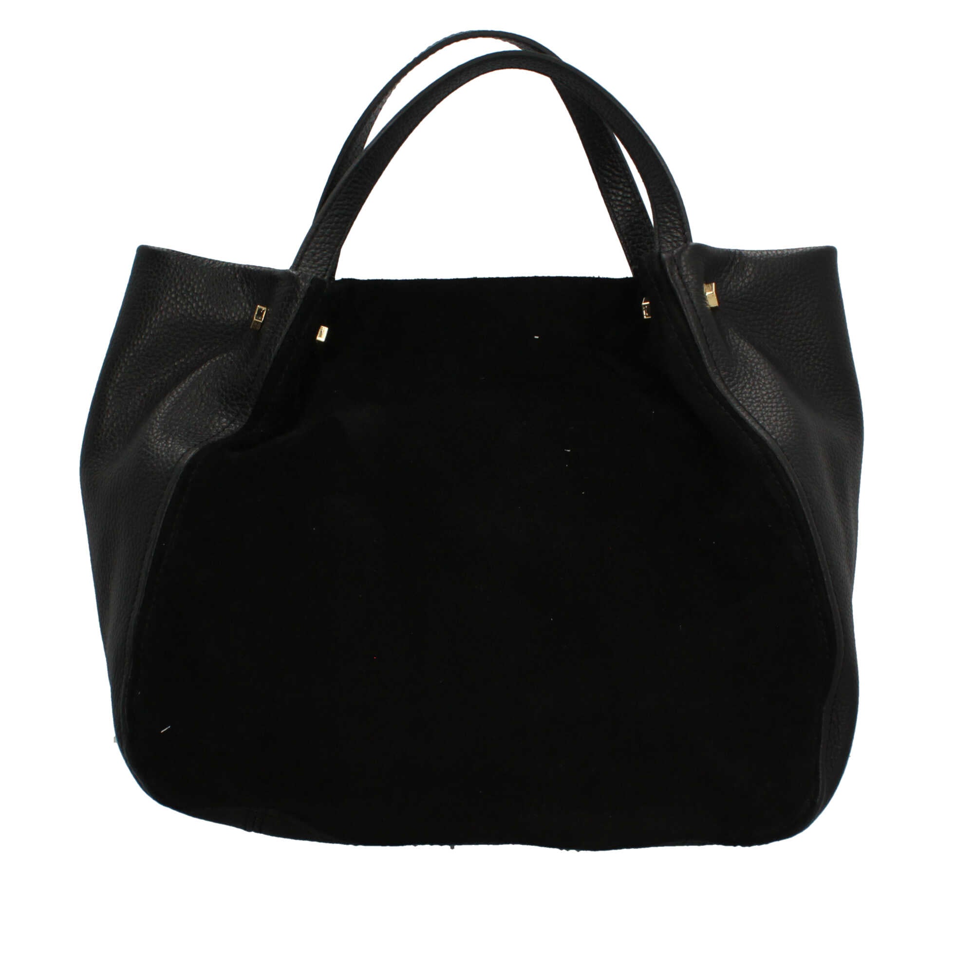 Borsa a mano Made in Italy in pelle e suede con tracolla rimovibile Nero TU | Giò Fashion