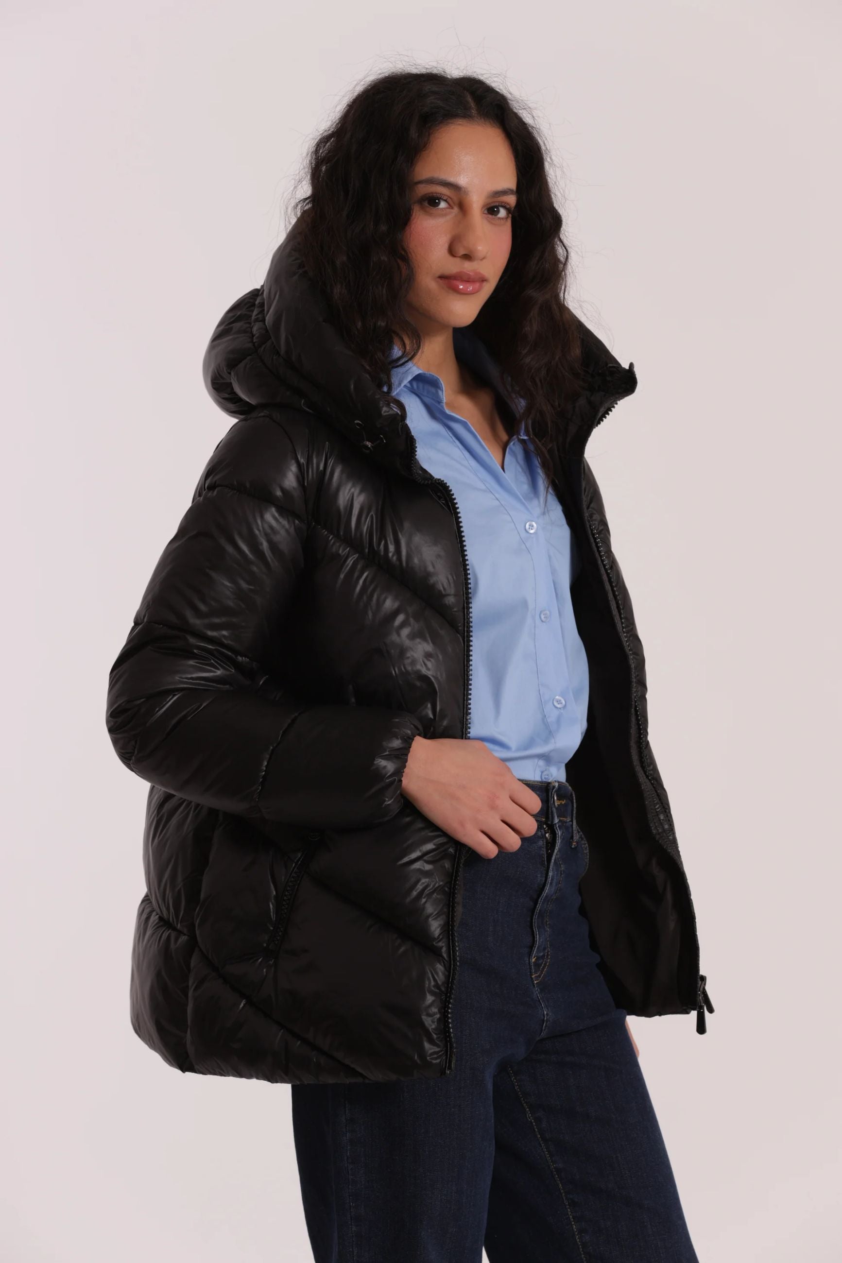 Piumino donna Mimi Mua con cappuccio imbottito Nero XXL | Giò Fashion
