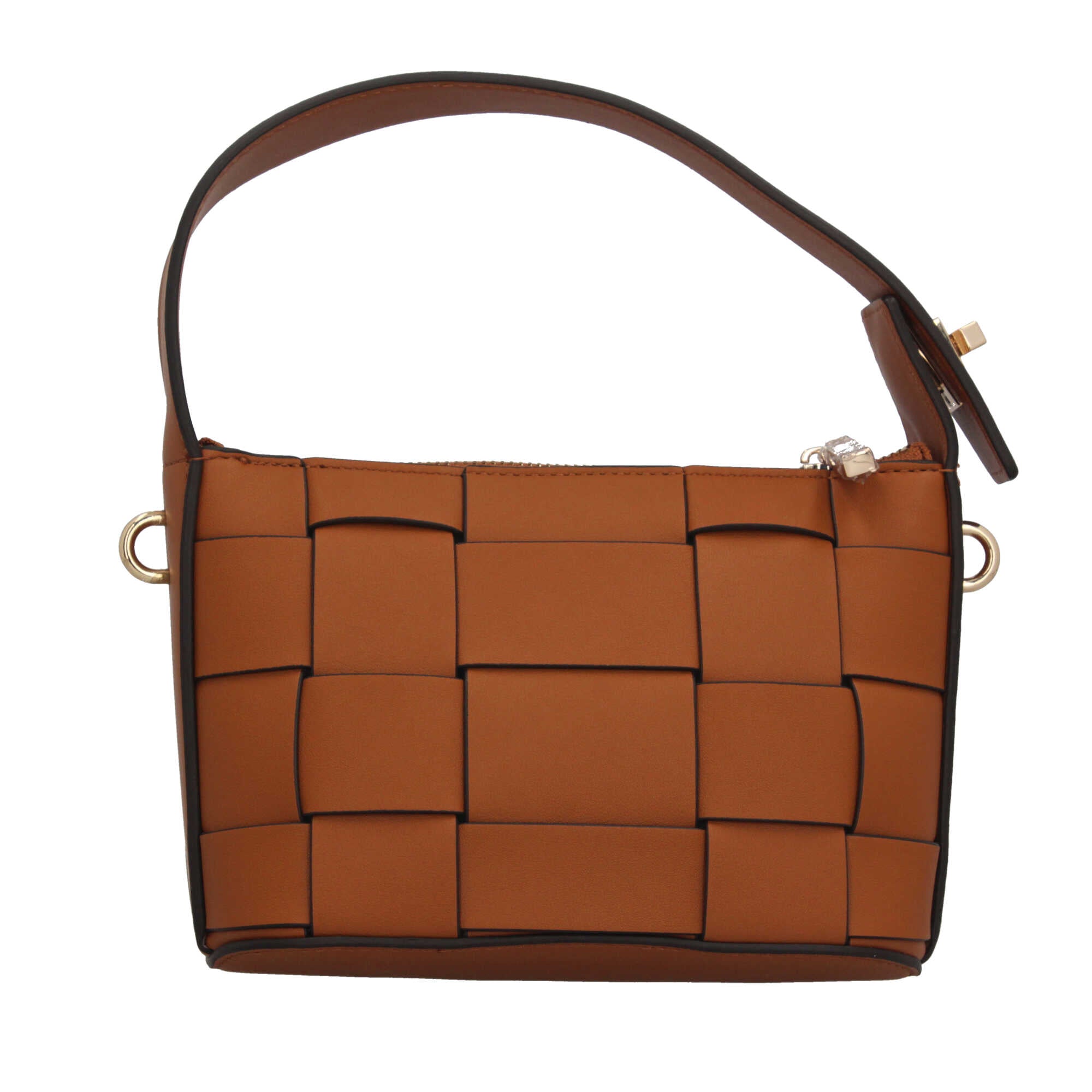Borsa a spalla Guess intrecciata con logo frontale Marrone TU | Giò Fashion