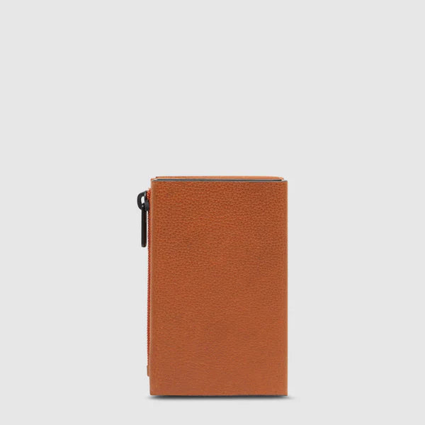 Portacarte Piquadro in pelle con zip e chiusura a pressione