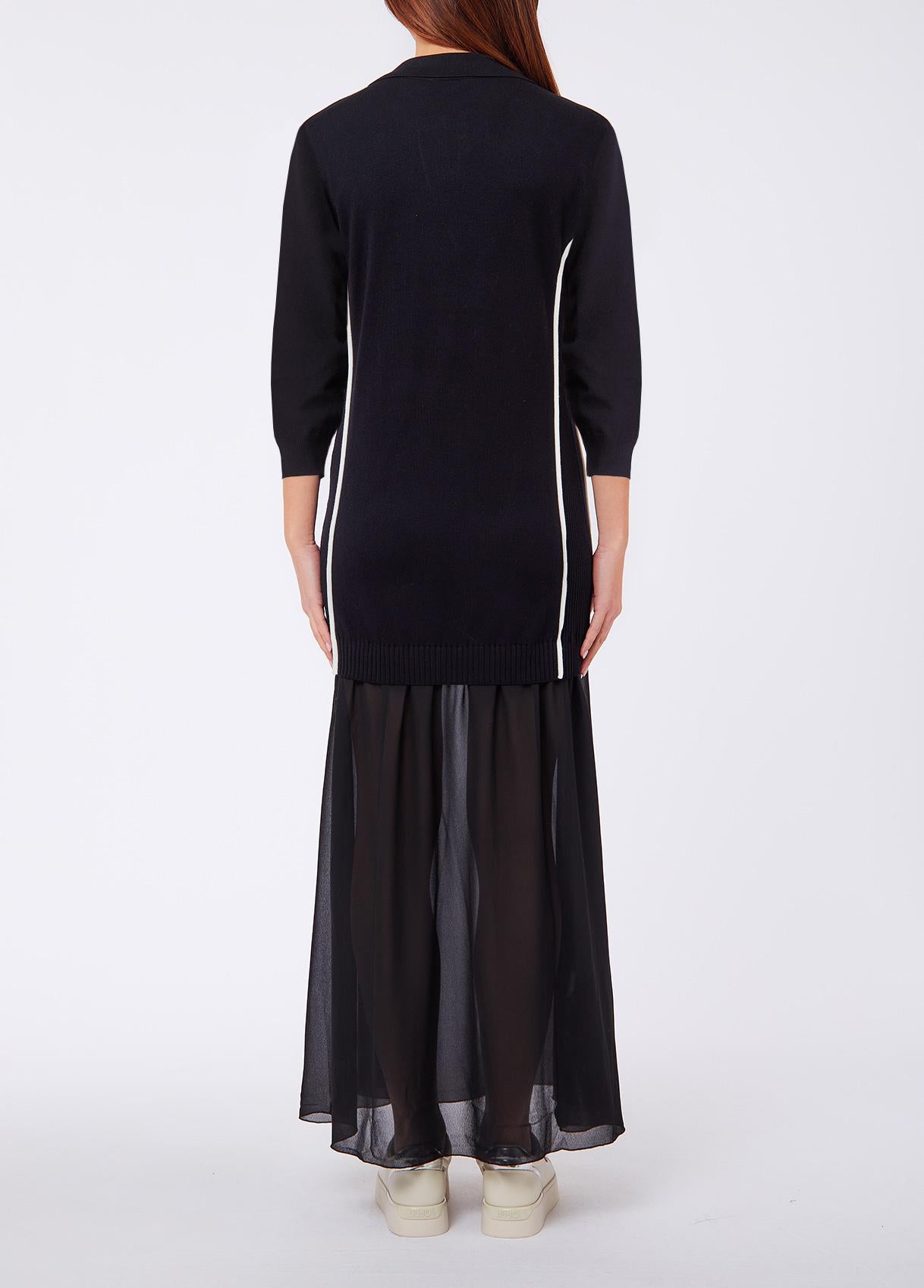 Liu Jo Abito Lungo Donna in Maglia con Inserto in Georgette