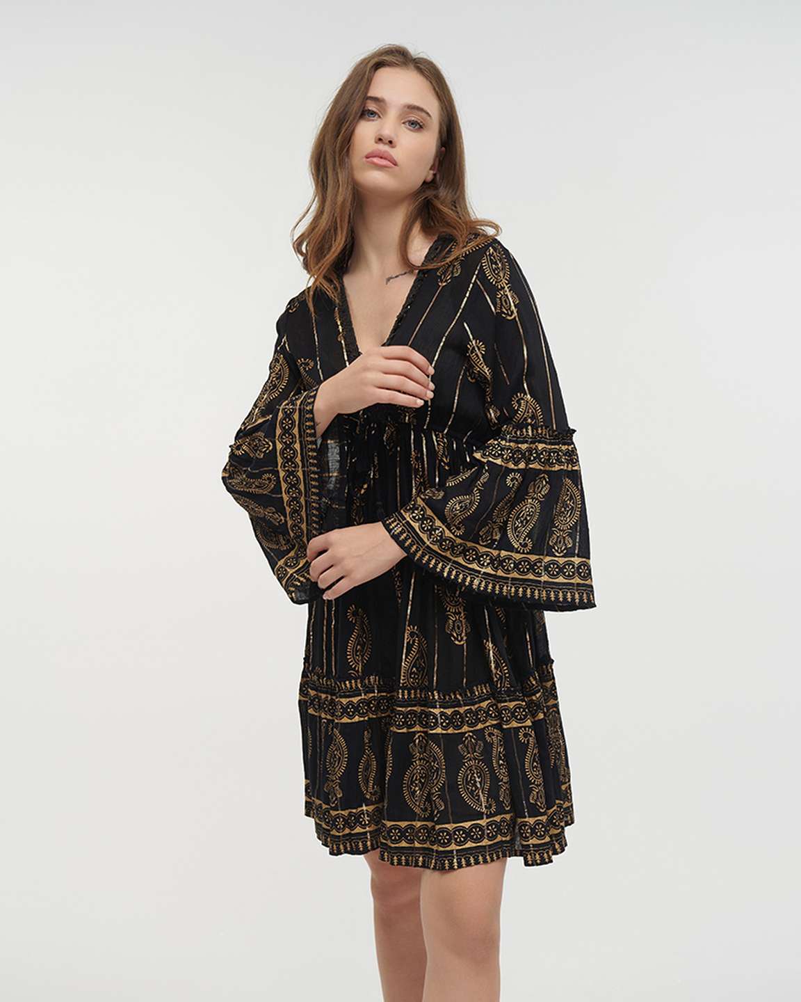 Ble Resort Collection Abito Corto a Maniche Lunghe con Lurex