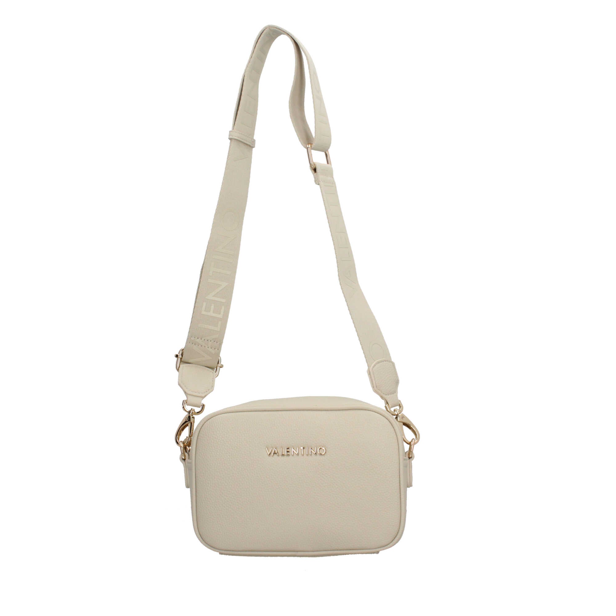 Borsa a tracolla Valentino con logo frontale e design compatto Beige TU | Giò Fashion