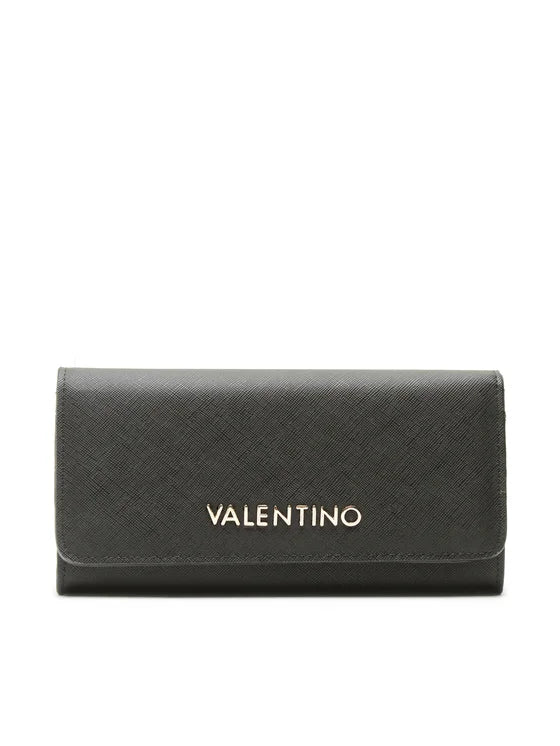 Valentino portafoglio donna elegante con chiusura a patta e logo frontale NERO TU | Giò Fashion