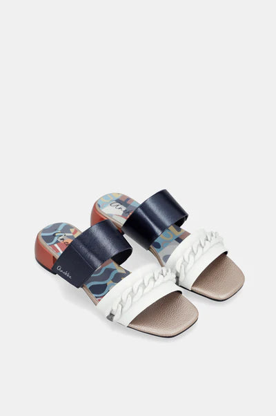 Ciabatte donna Anekke con doppia fascia e catena decorativa BLU 39 | Giò Fashion