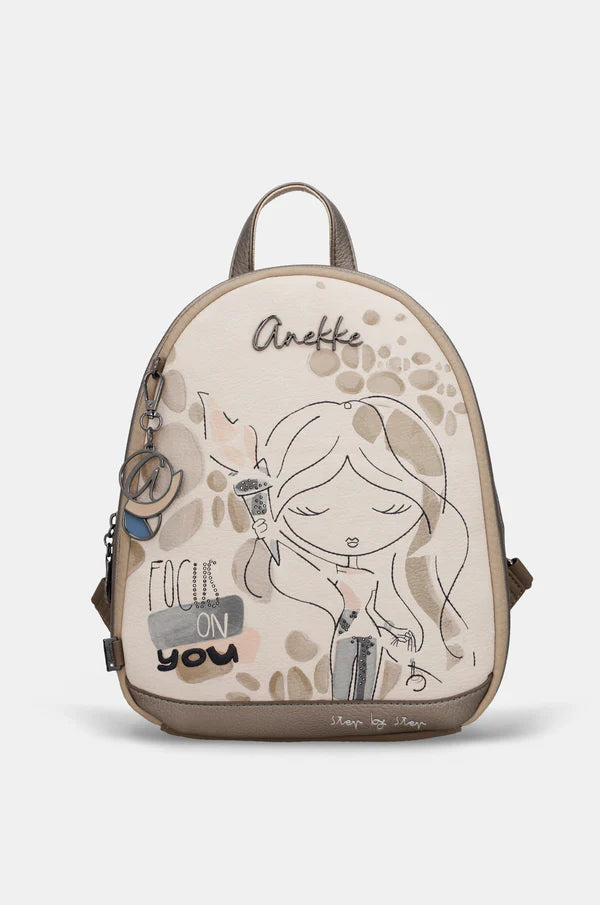 Zaino donna Anekke con zip e spallacci regolabili compatto Beige TU | Giò Fashion