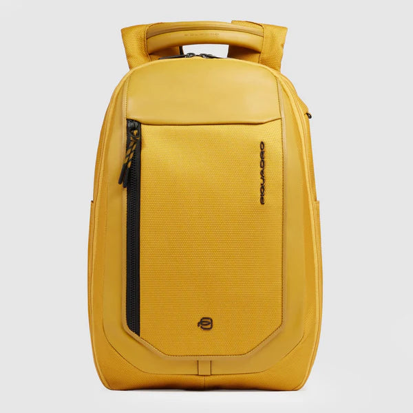 Zaino Piquadro porta PC 14 pollici in pelle e tessuto con comparto viaggio e organizzazione tech Giallo TU | Giò Fashion