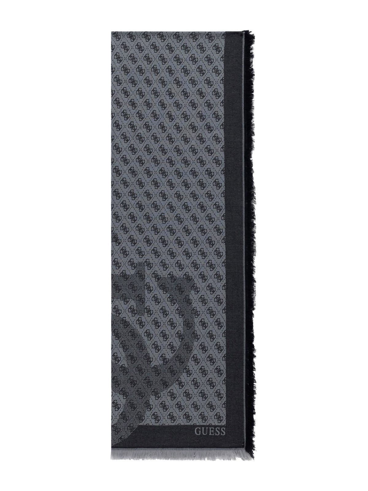 Sciarpa Guess donna logo all over con frange elegante NERO LOGO TU | Giò Fashion