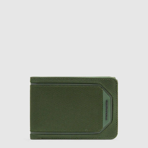 Portafoglio Piquadro uomo compatto in tessuto con chiusura zip e design moderno VERDE TU | Giò Fashion