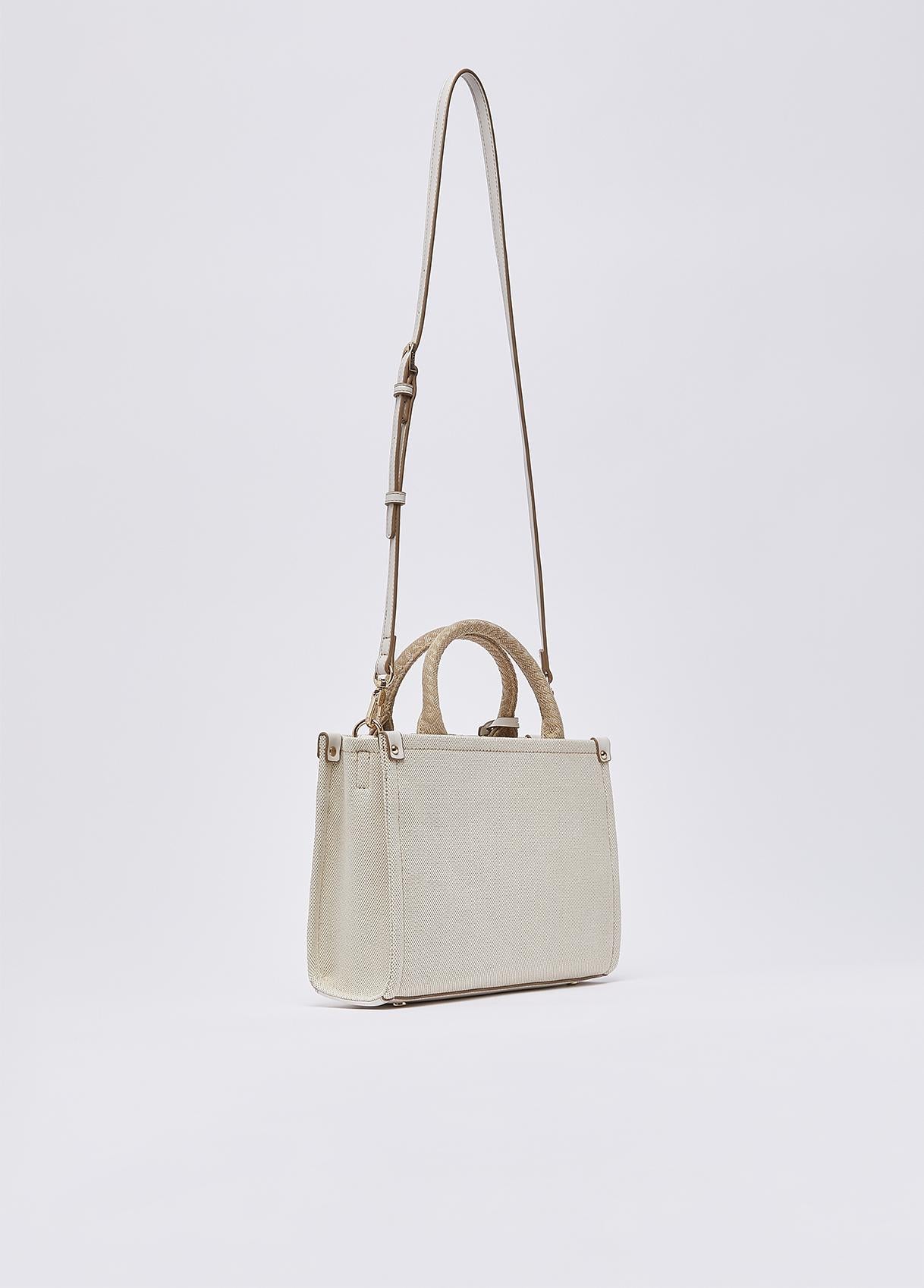 Borsa a mano Liu Jo elegante con logo centrale e charm removibile Cream TU | Giò Fashion