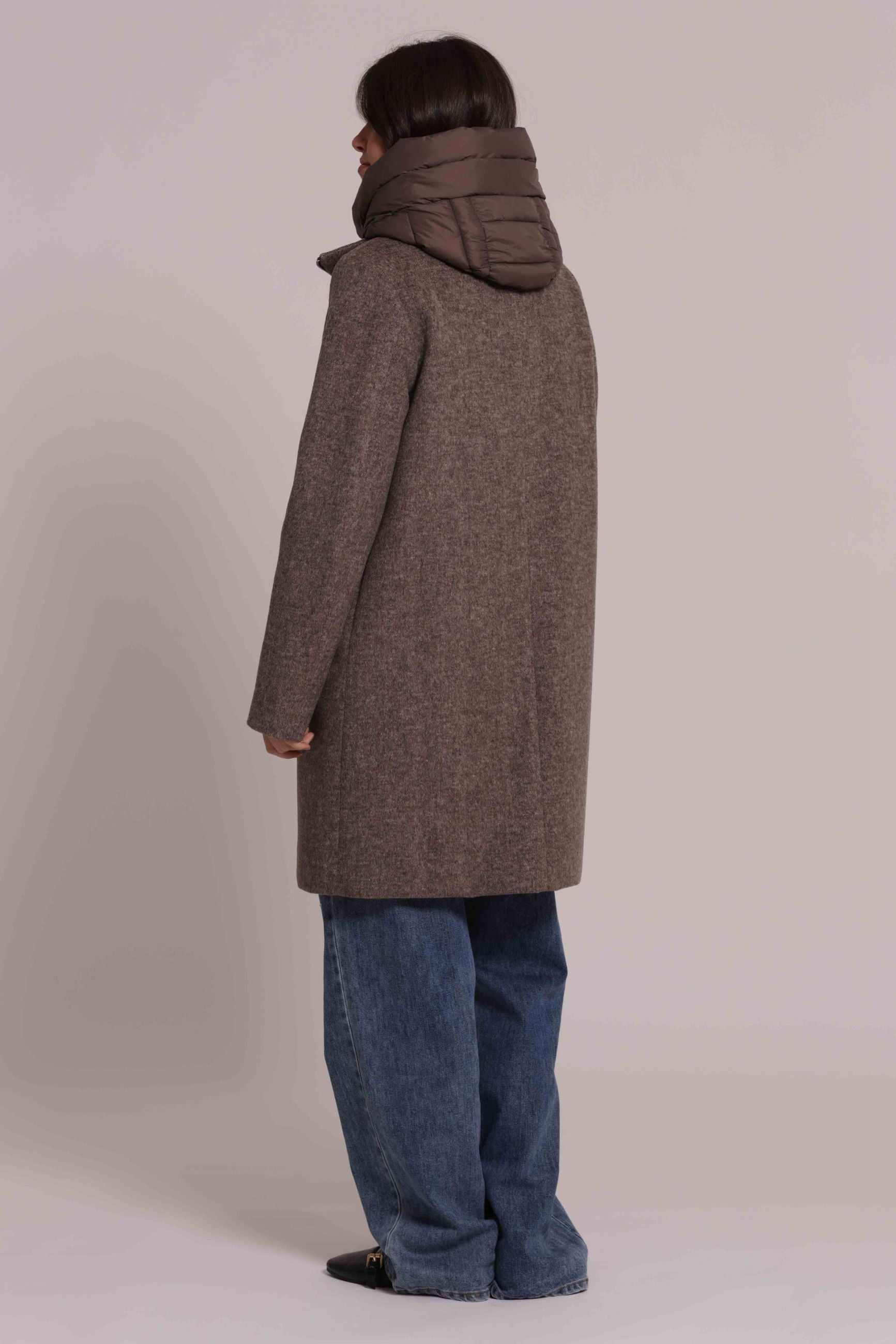 Cappotto Donna 2 in 1 in Lana con Piumino Staccabile e Cappuccio Mimi Mua