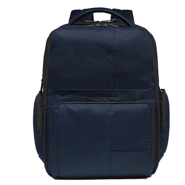 Zaino porta computer Piquadro espandibile in pelle e tessuto con ricarica integrata BLU TU | Giò Fashion