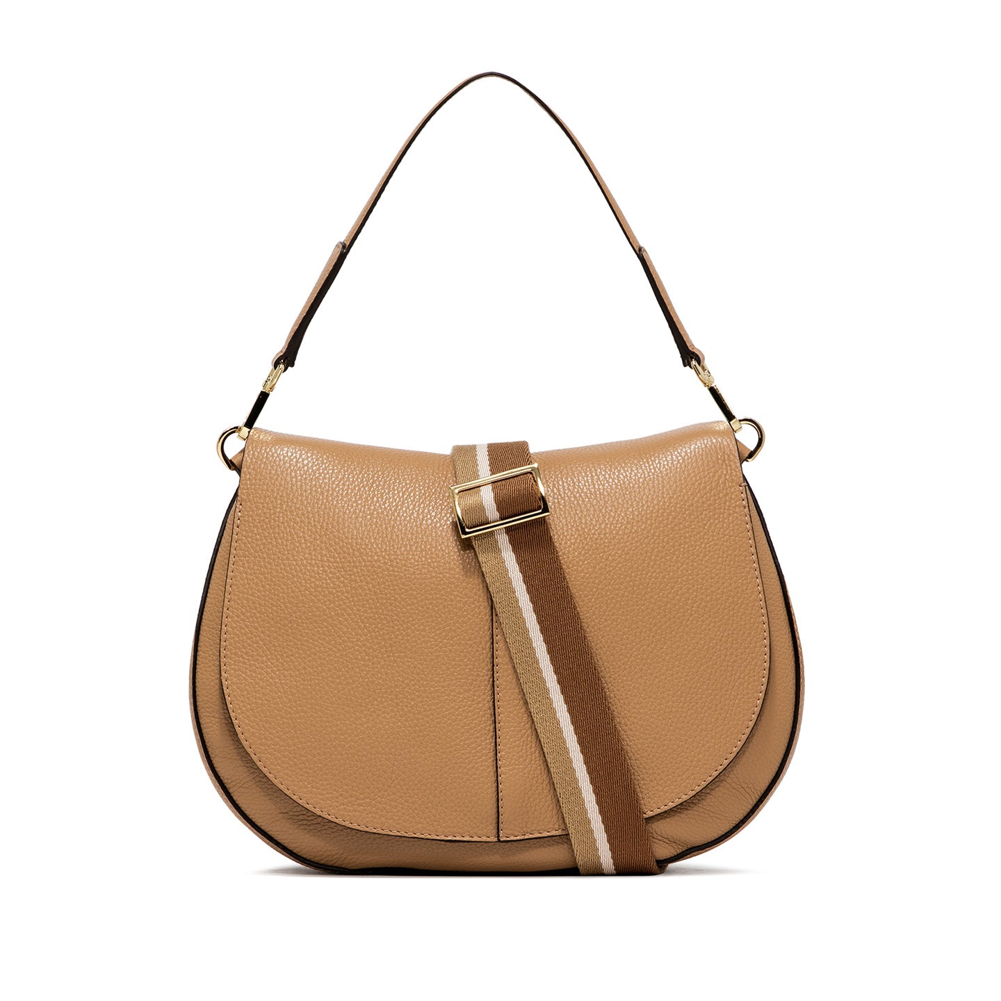 Gianni Chiarini Helena Round borsa a tracolla in pelle martellata con tracolla regolabile Beige TU | Giò Fashion