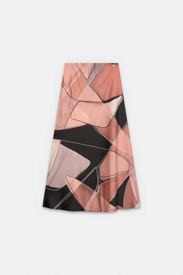 Anekke gonna donna lunga con stampa geometrica stile elegante moderno Rosa S/M | Giò Fashion