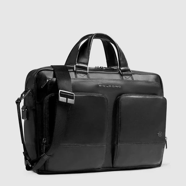 Borsa Piquadro in pelle porta PC e documenti con doppia tasca frontale