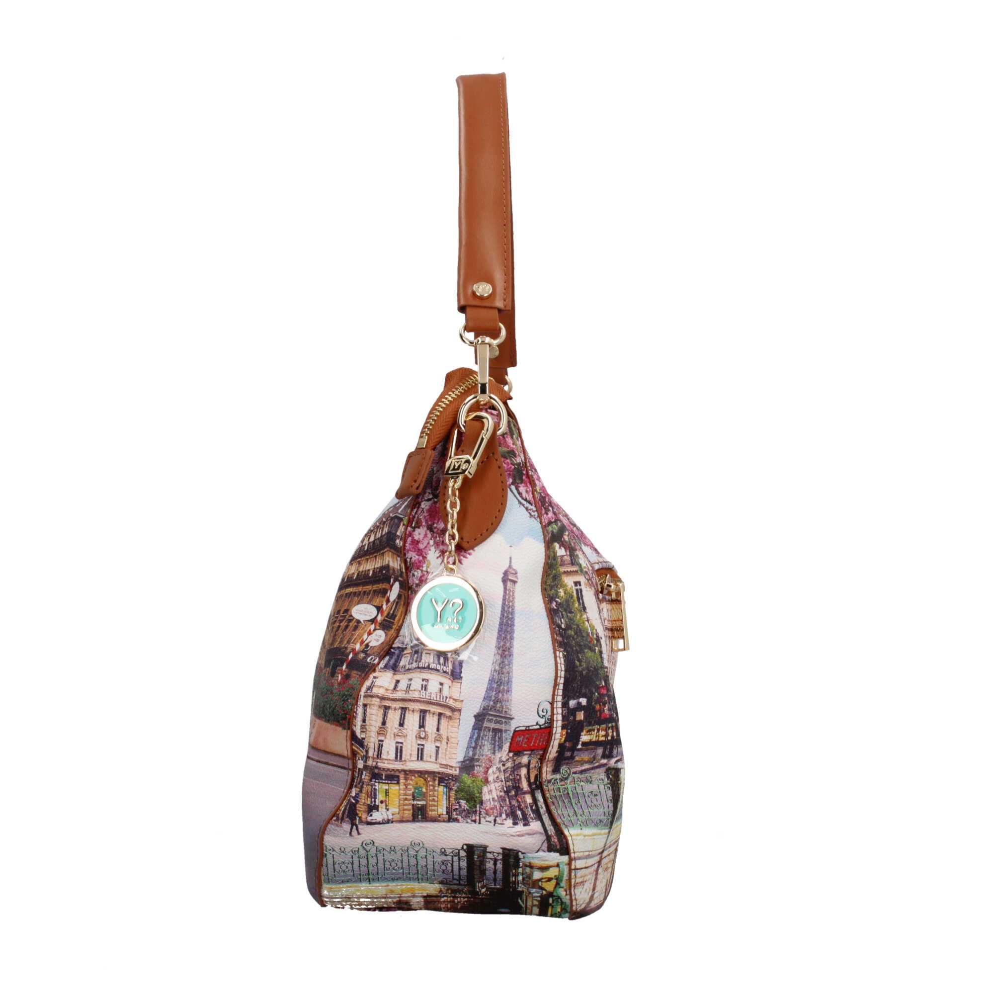 Borsa hobo YNot con stampa artistica e manico removibile per un look versatile