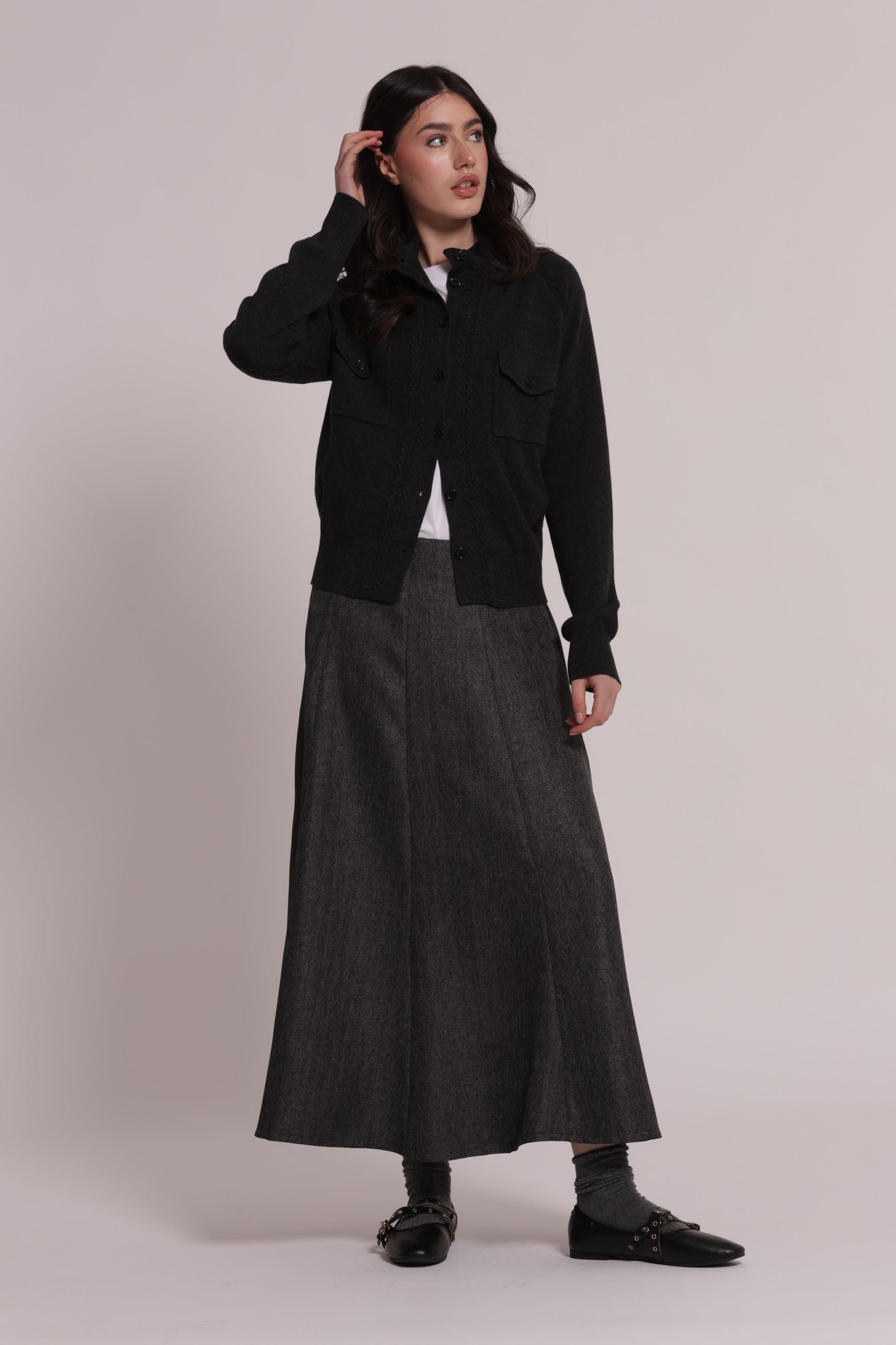 Gonna Midi Donna Mimi Mua con Zip sul Retro