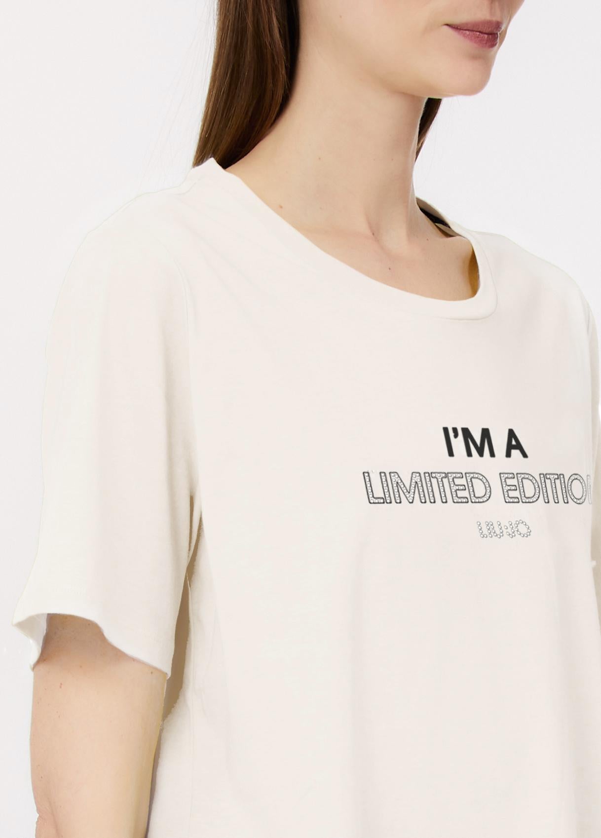 T shirt Liu Jo donna con scritta frontale Limited Edition Bianca XS | Giò Fashion