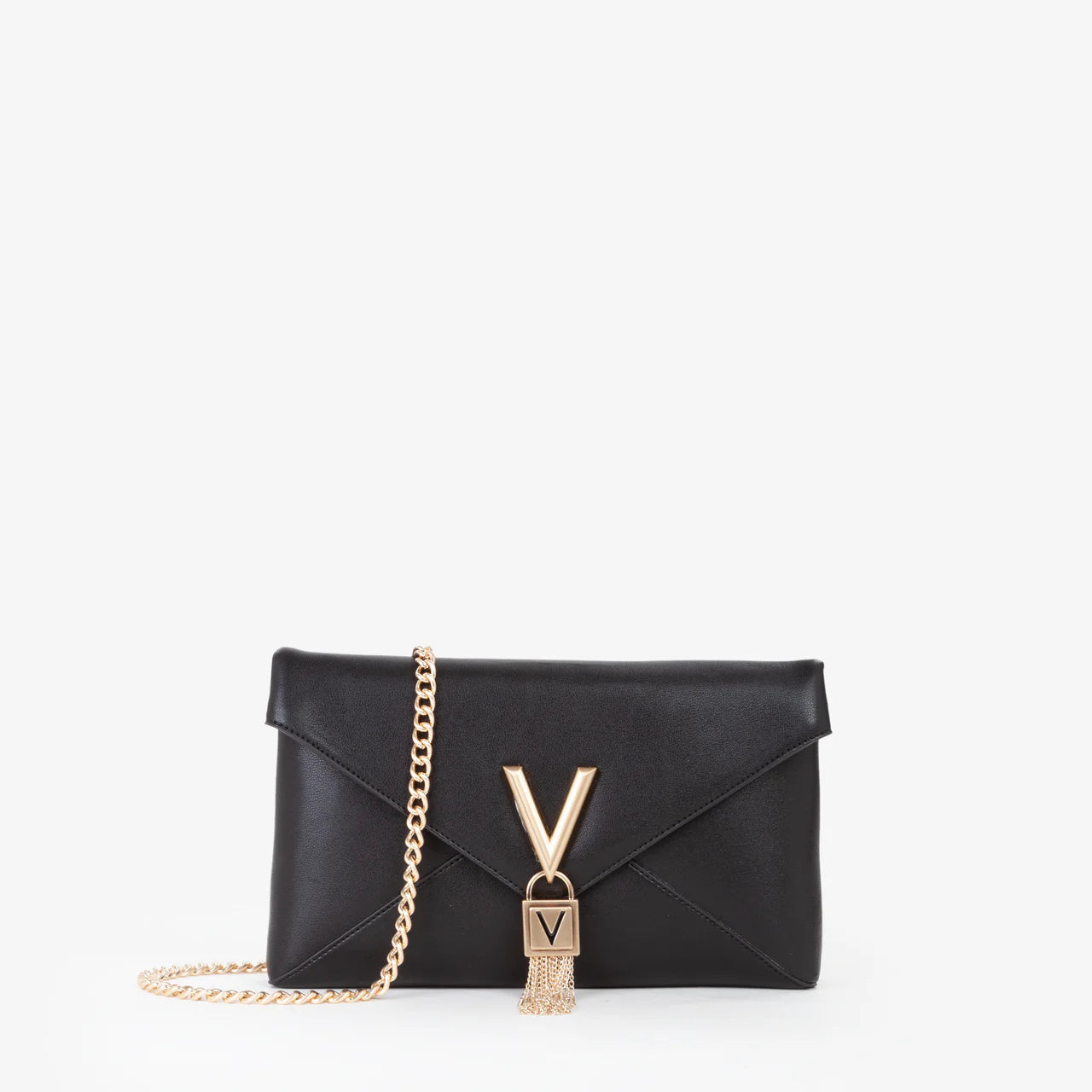 Valentino clutch donna elegante con dettaglio V e patta Nero TU | Giò Fashion