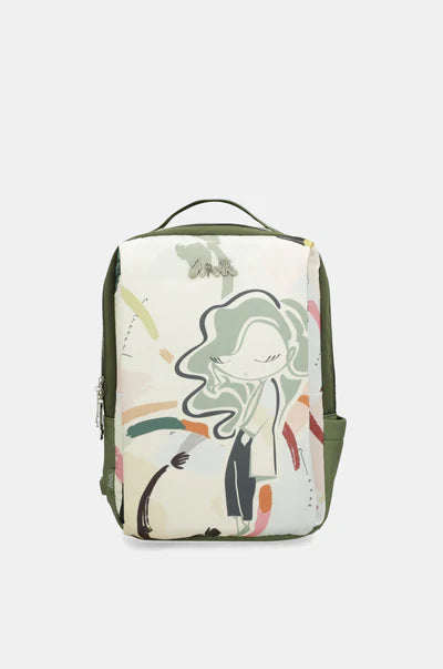 Zaino Anekke moderno con stampa artistica e design compatto VERDE TU | Giò Fashion