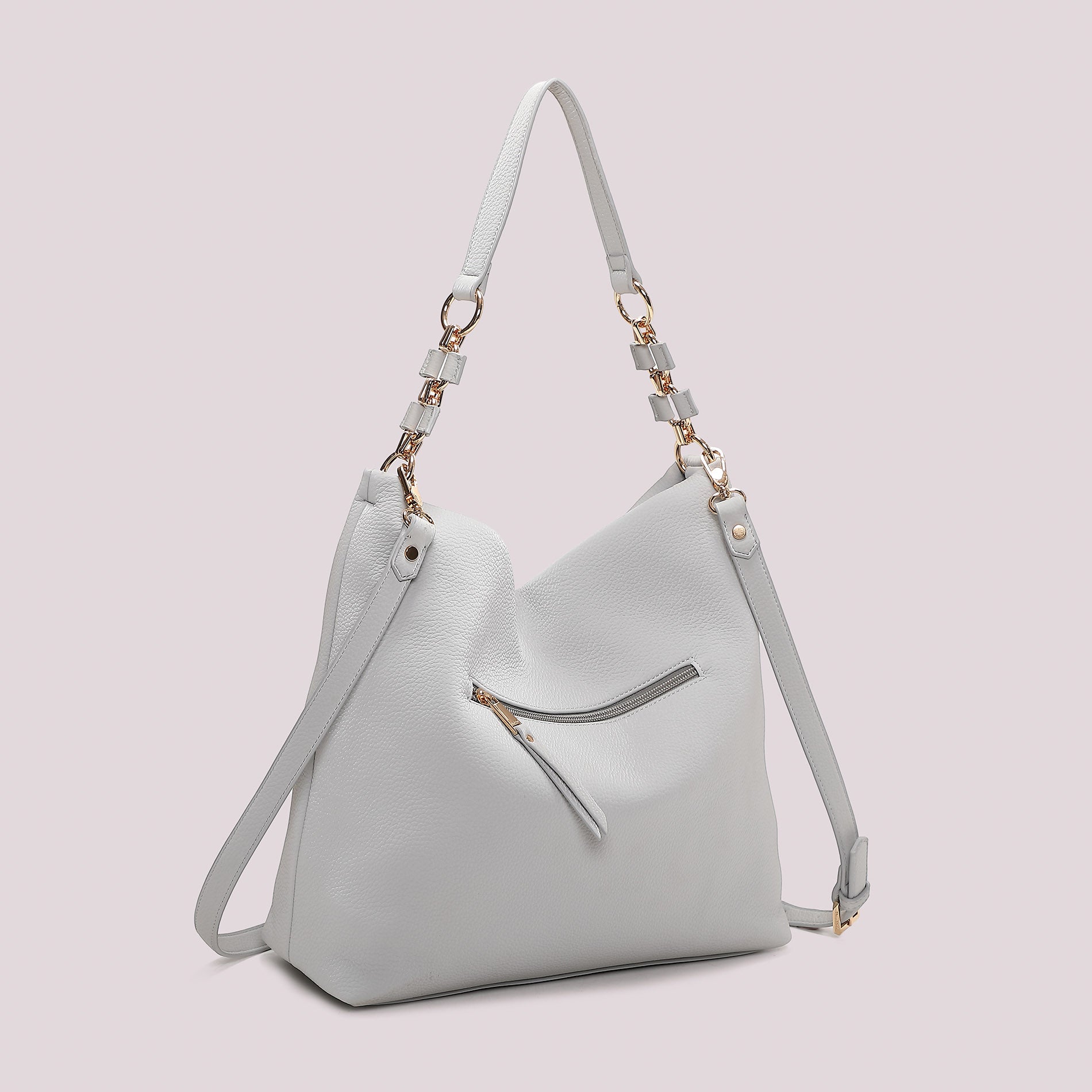 Borsa a spalla Mimi Mua elegante con doppio manico e dettaglio catena