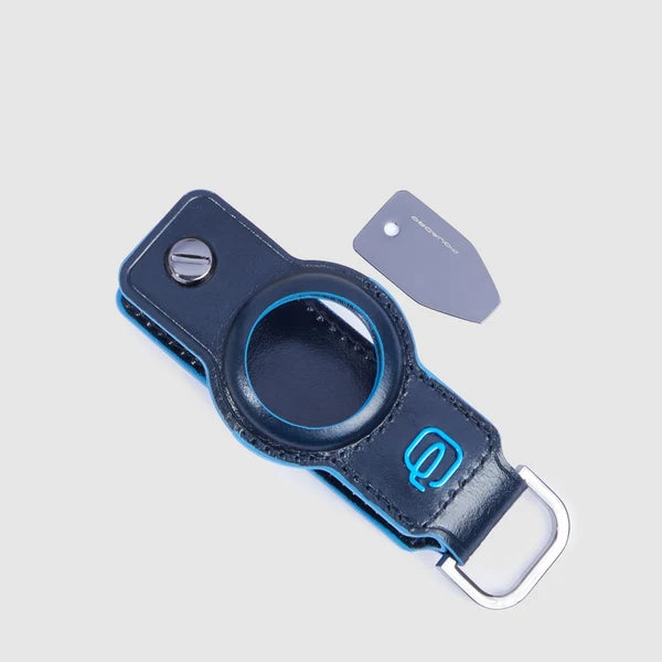 Piquadro Portachiavi in Pelle per AirTag e CONNEQU 4.0 Blue Square Blu Notte