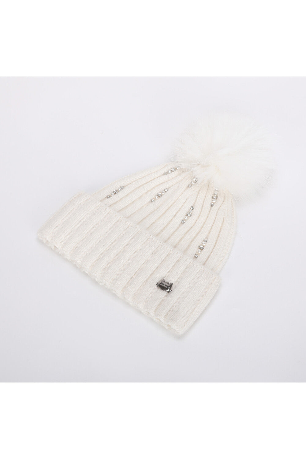 Cappello donna Mimi Mua con pon pon e strass decorativi PANNA TU | Giò Fashion