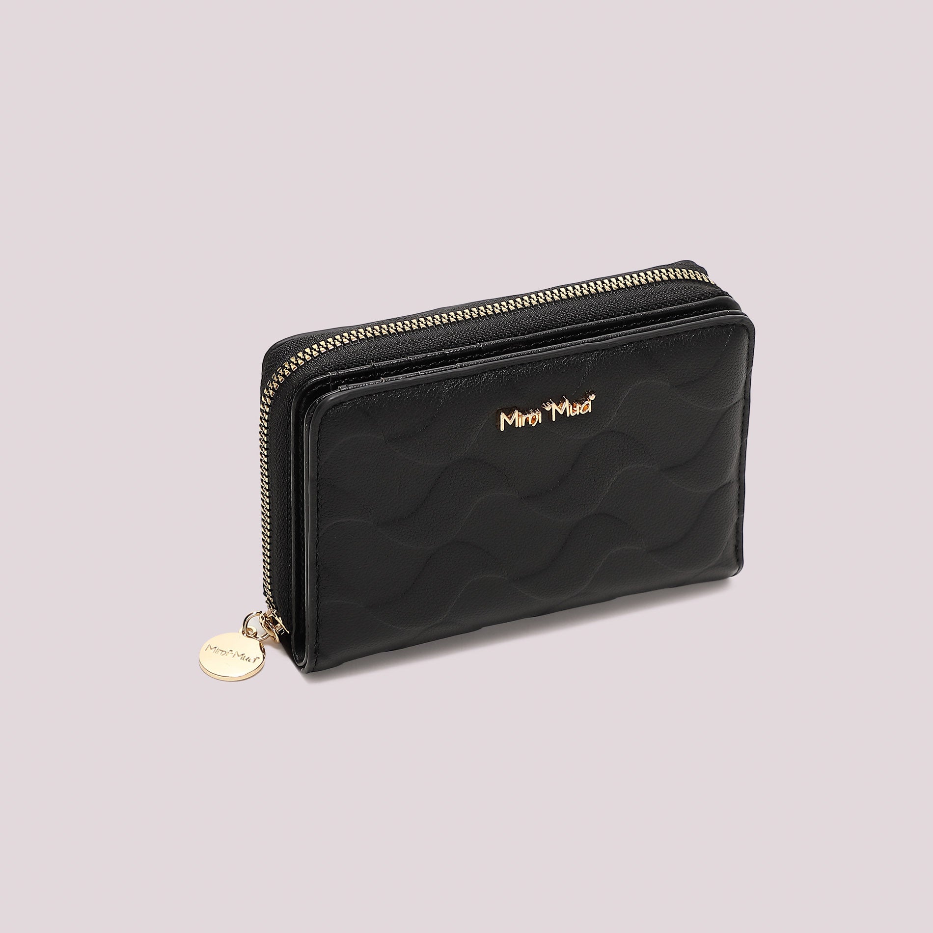 Portafoglio donna Mimi Mua compatto zip around con motivo trapuntato elegante Nero TU | Giò Fashion