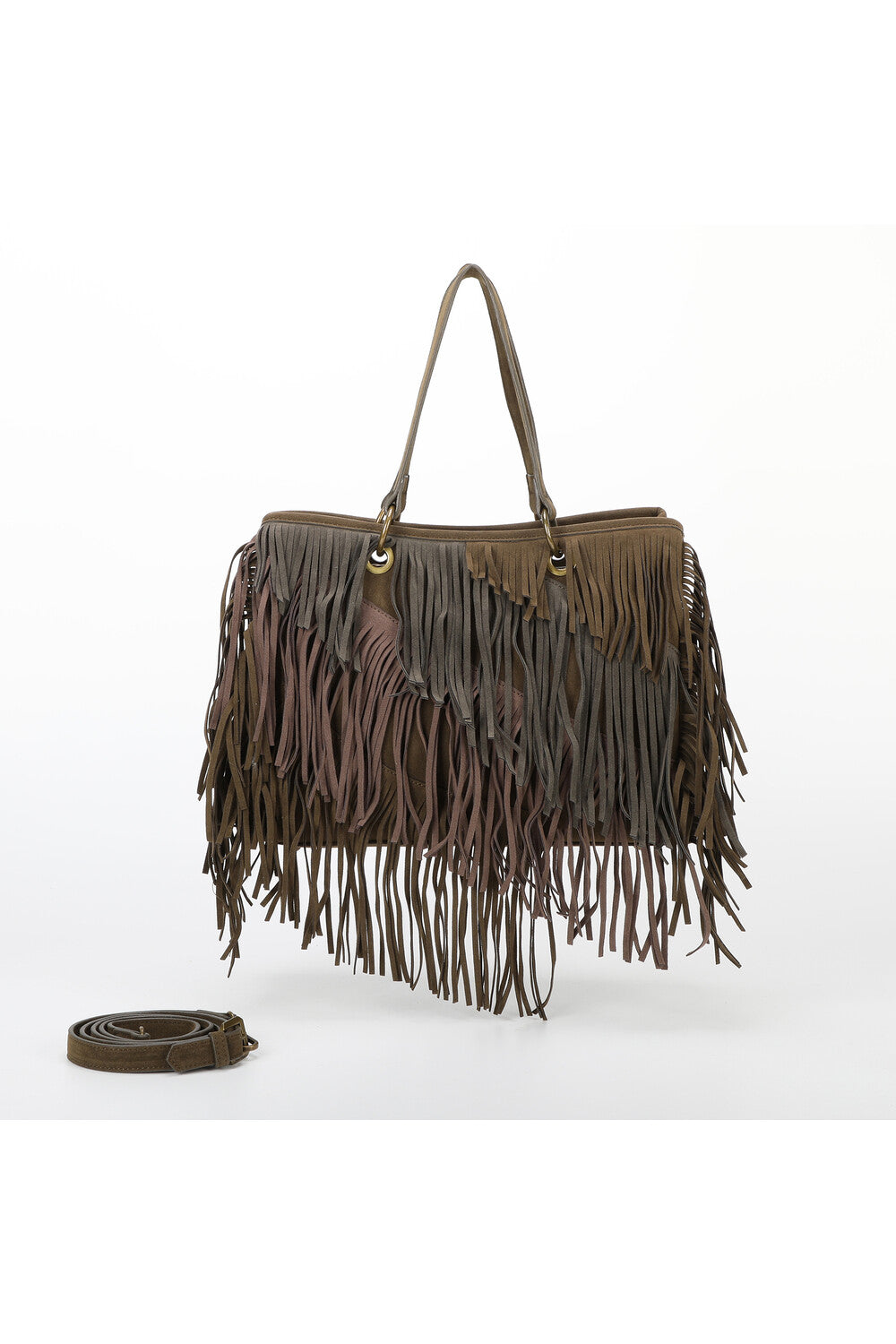Borsa Mimi Mua con frange in suede VERDE TU | Giò Fashion