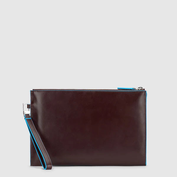 Piquadro pochette da uomo piatta con zip e laccio da polso in pelle MOGANO TU | Giò Fashion