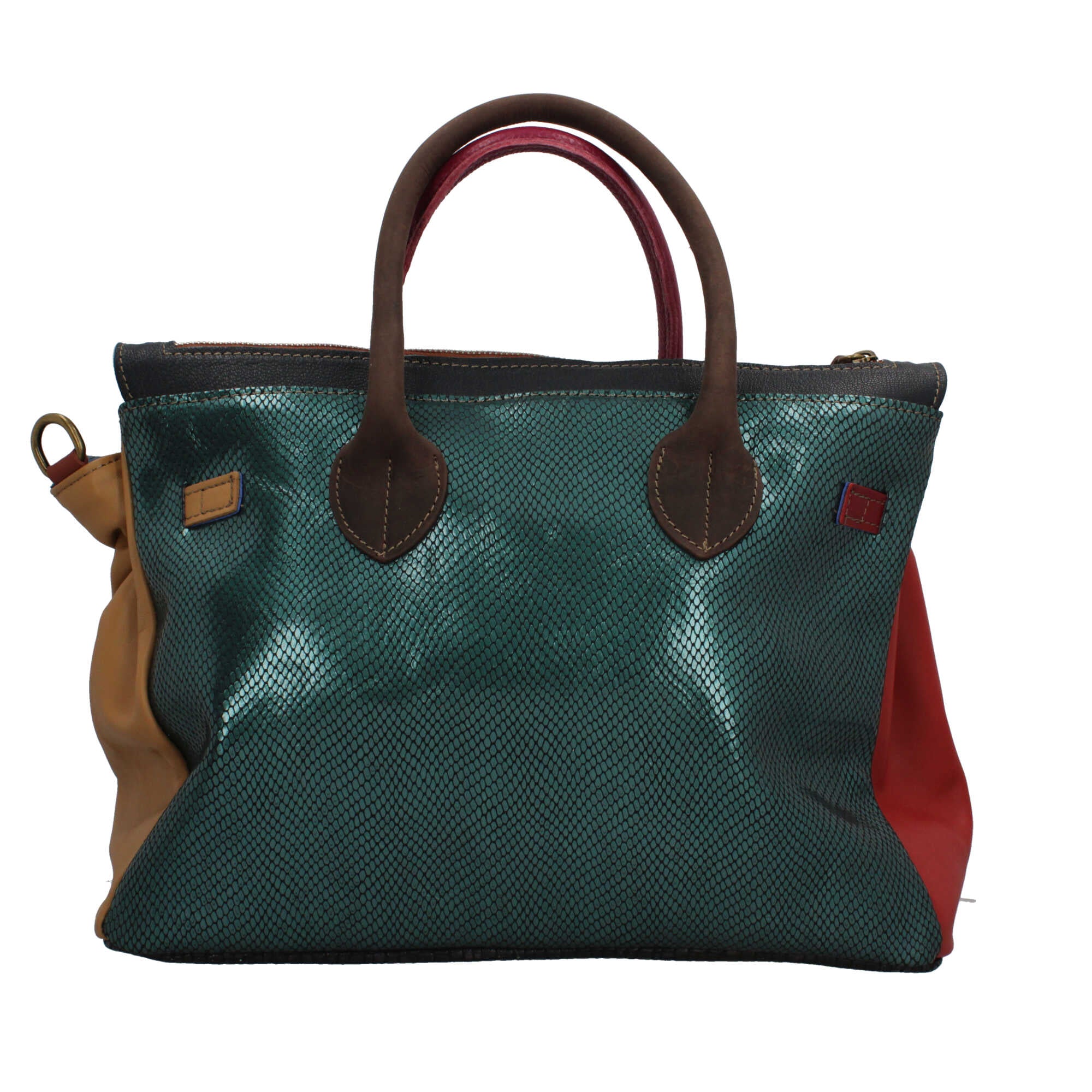 Borsa a mano Made in Italy con patta effetto metallizzato e stampa artistica BLU SCURO TU | Giò Fashion