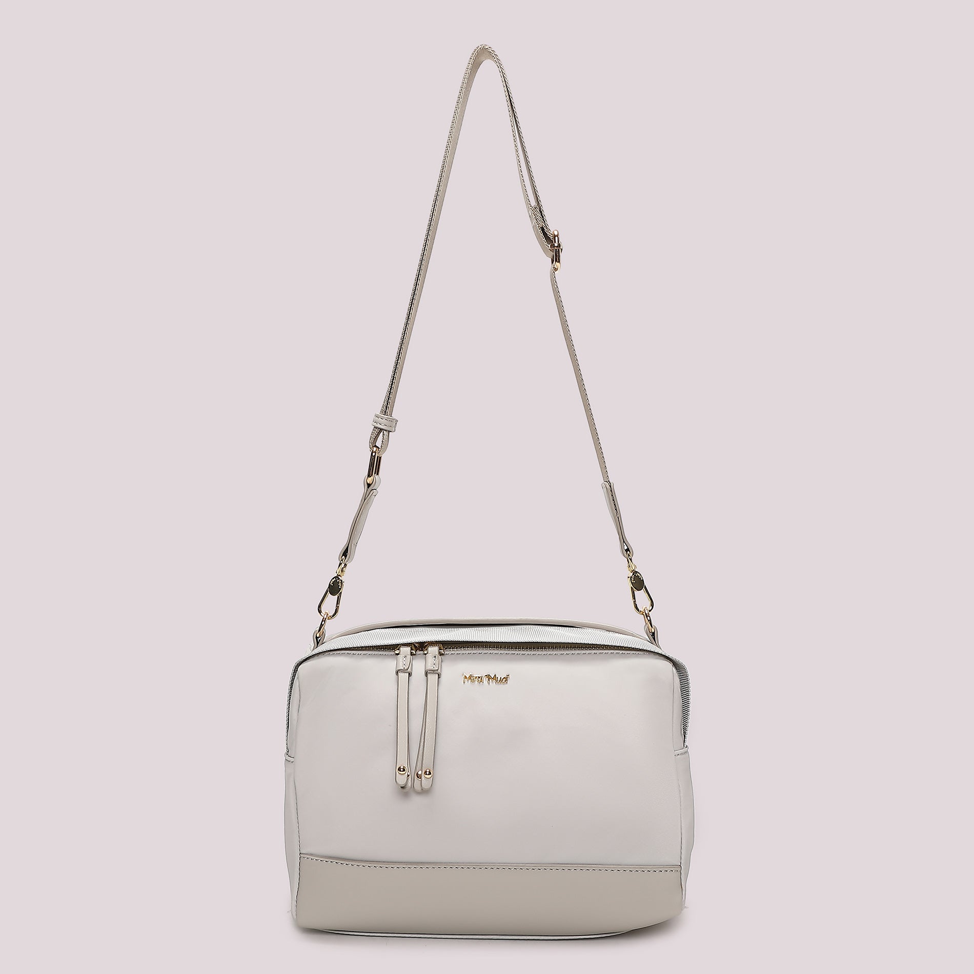 Borsa a tracolla Mimi Mua donna con doppia zip e design minimal elegante GRIGIO CHIARO TU | Giò Fashion