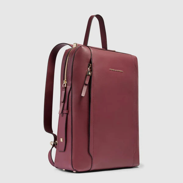 Piquadro zaino porta PC 14" in pelle con protezione antiurto BORDEAUX TU | Giò Fashion
