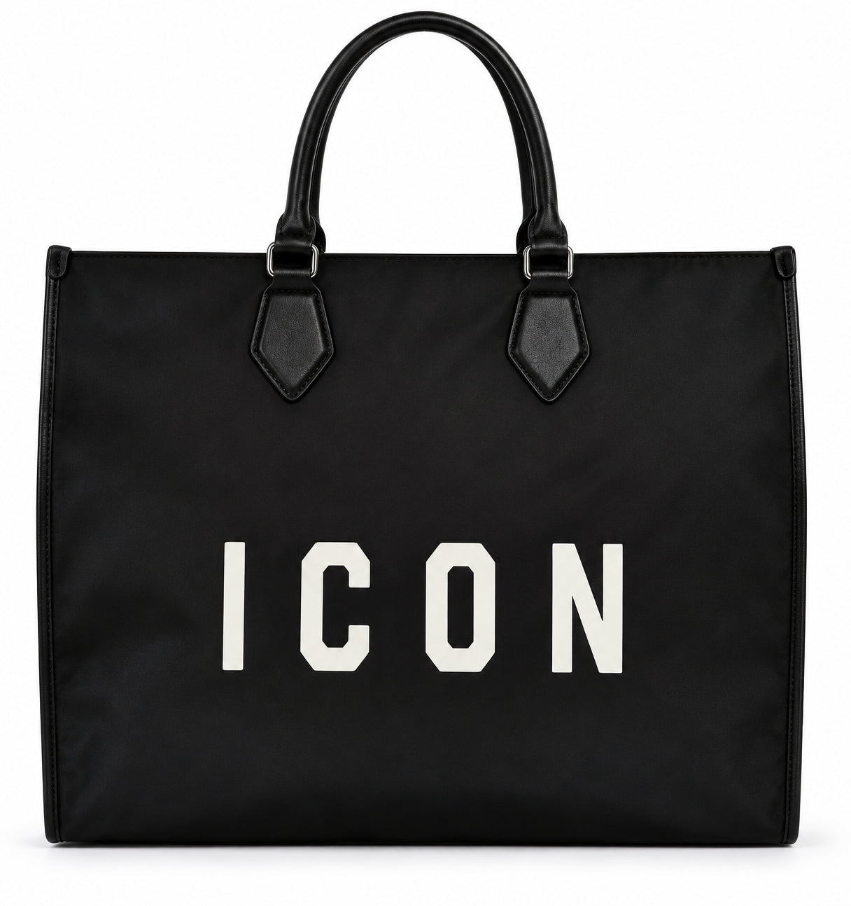 Borsa shopping grande con doppio manico e maxi logo