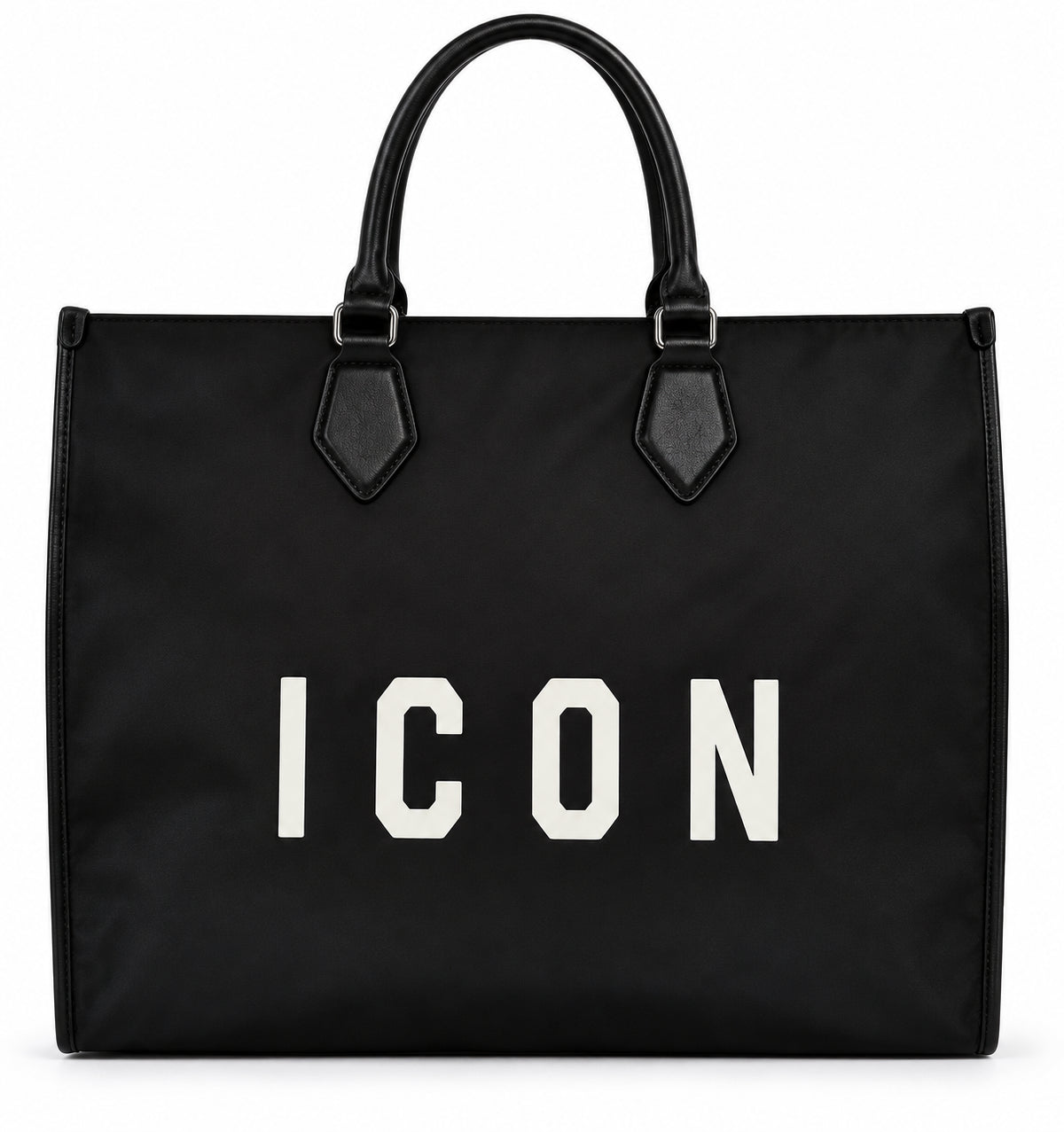Borsa shopping grande con doppio manico e maxi logo