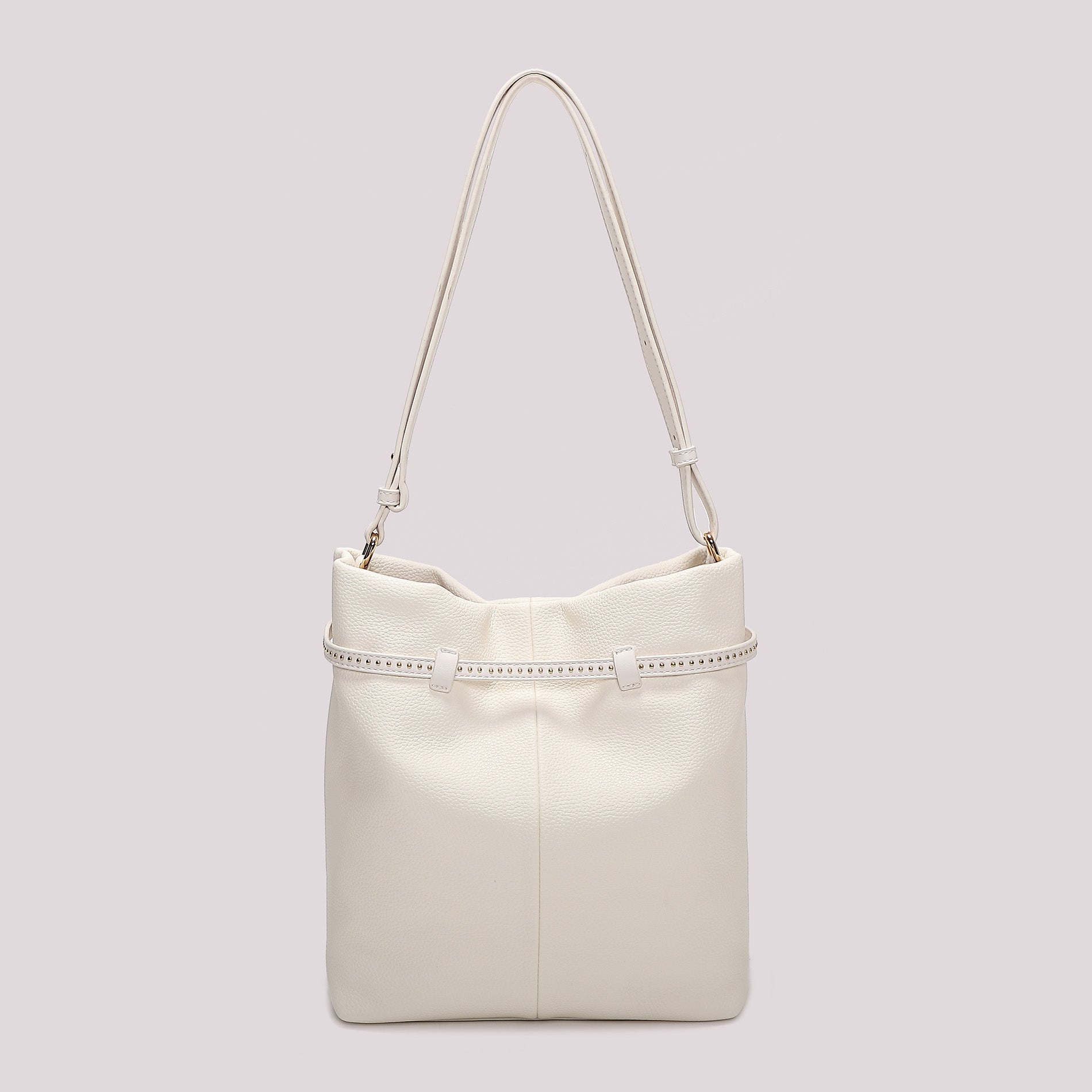 Borsa a spalla Mimi Mua capiente con dettaglio cintura borchiata Bianco TU | Giò Fashion