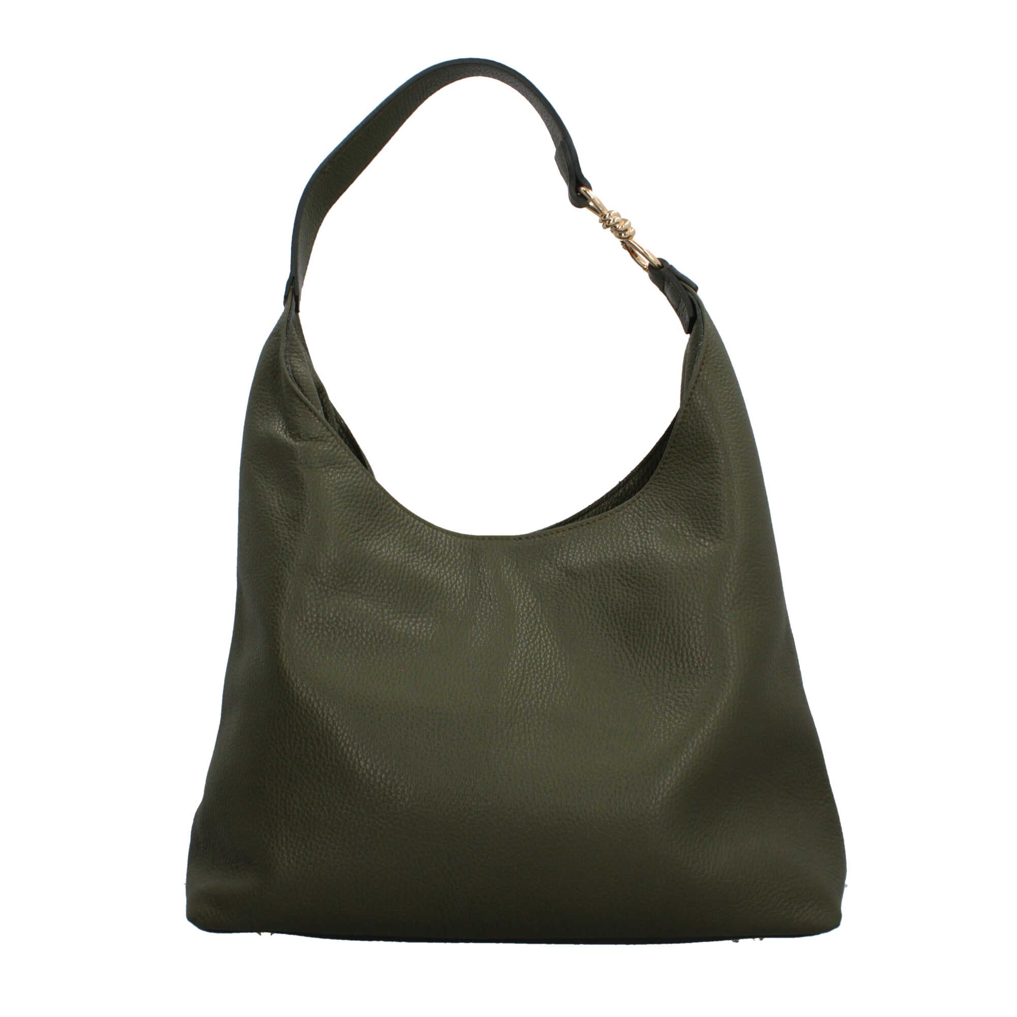 Borsa a spalla in vera pelle martellata Made in Italy Verde TU | Giò Fashion